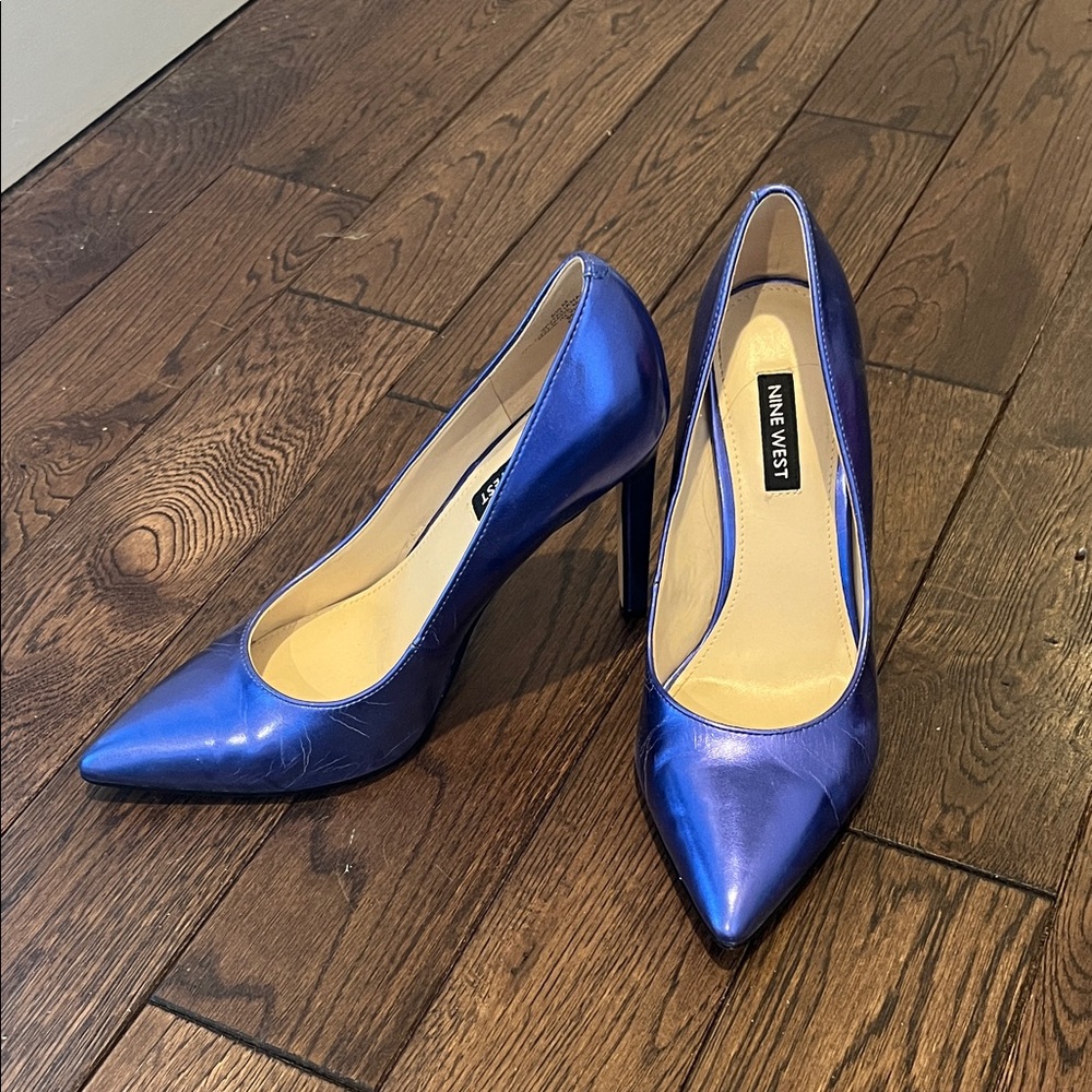 Nine West Metallic Blue Heels